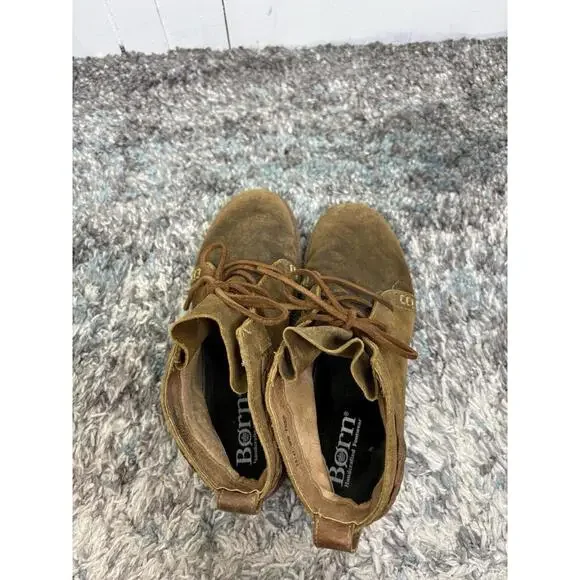 Born Boots Womens 9.5 Temple Lace Up Brown Distressed Suede Ankle Braided Chukka - Picture 6 of 13